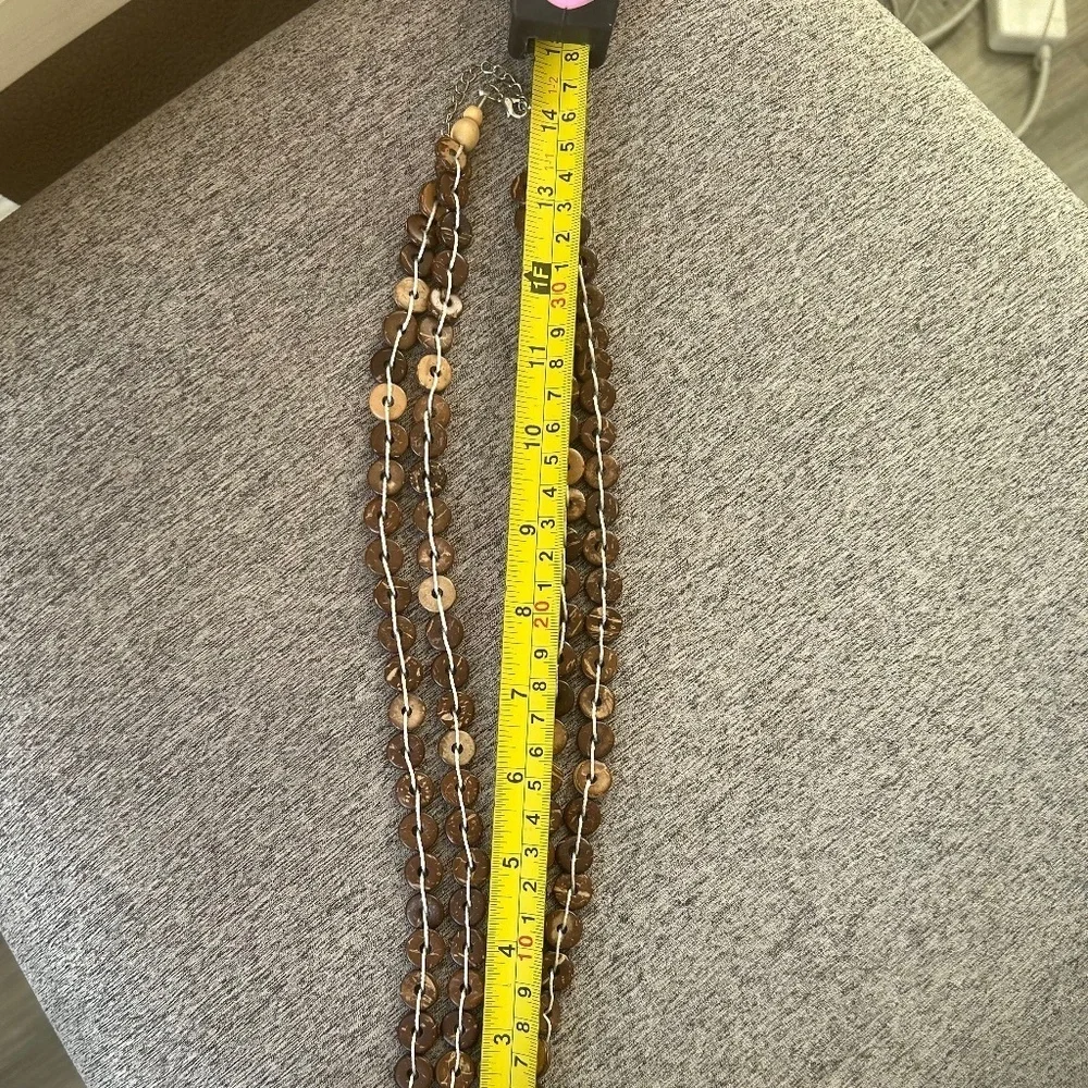 Necklace Brown Bead w/ Square Pendant‎